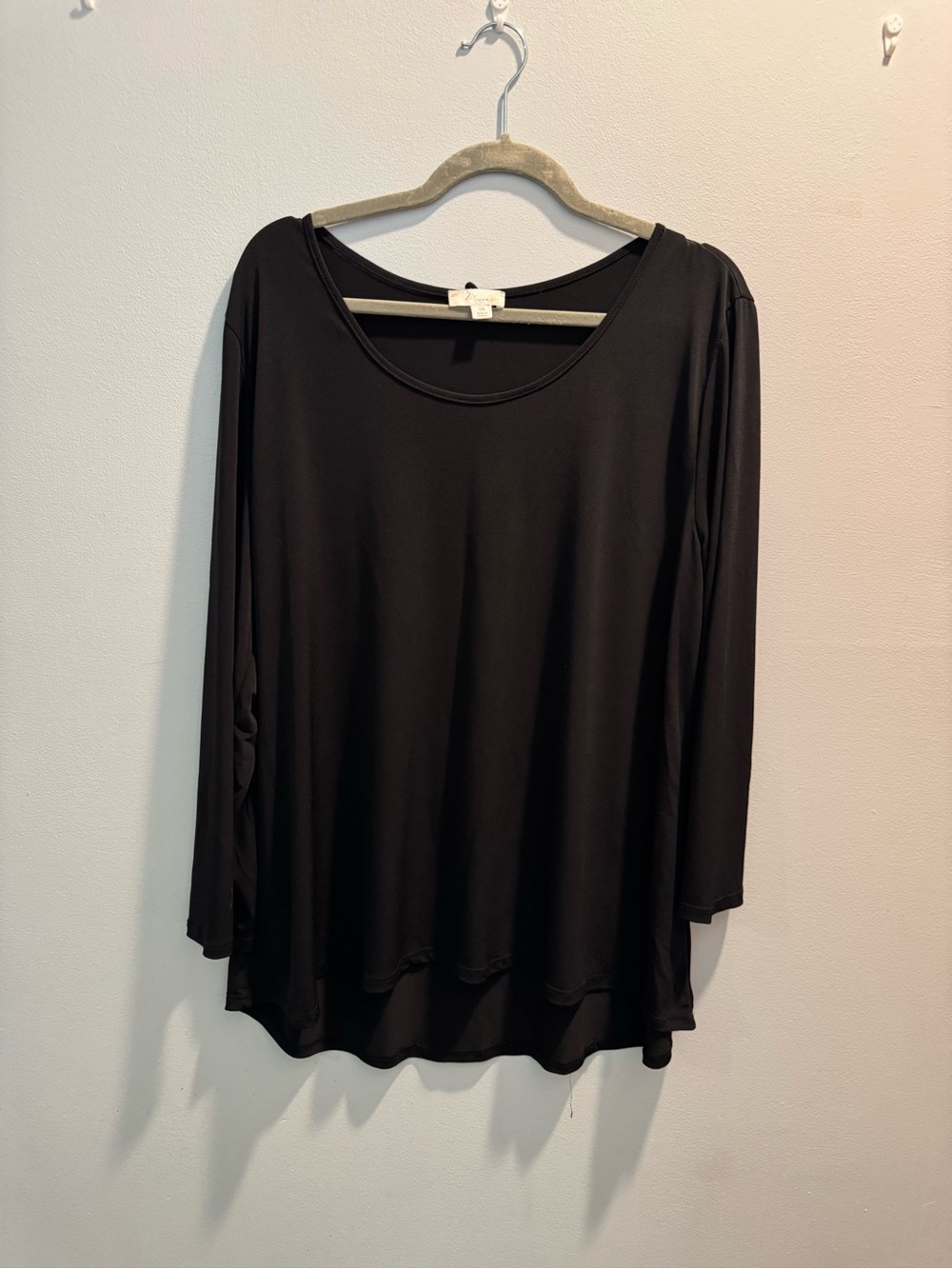 Women's Black Scoop Neck Long Sleeve blouse by Misia Size 1X